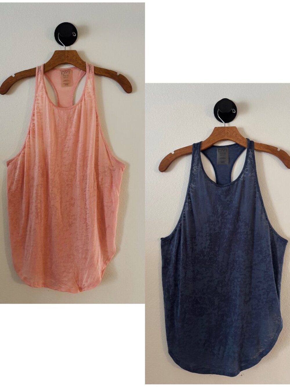 DYI Burnout Workout Racerback Tank Top Set, Pink/Coral & Blue, Small, Athleisure